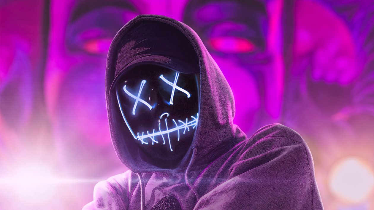 Hoodie Neon Guy Abstract 4k