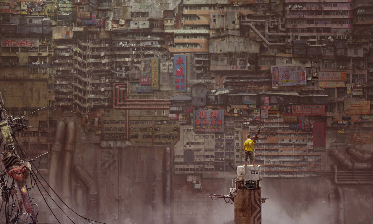 Boy With Gun Apocalypse Kowloon Walled City Art 5k
