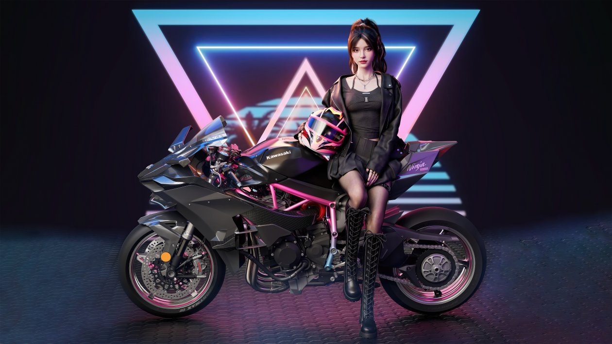 Cool Asian Biker Girl