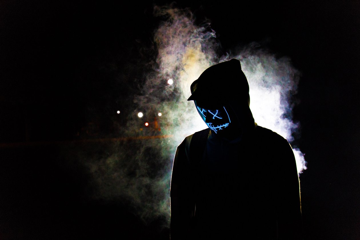 Backlit Mask Hoodie Guy 5k