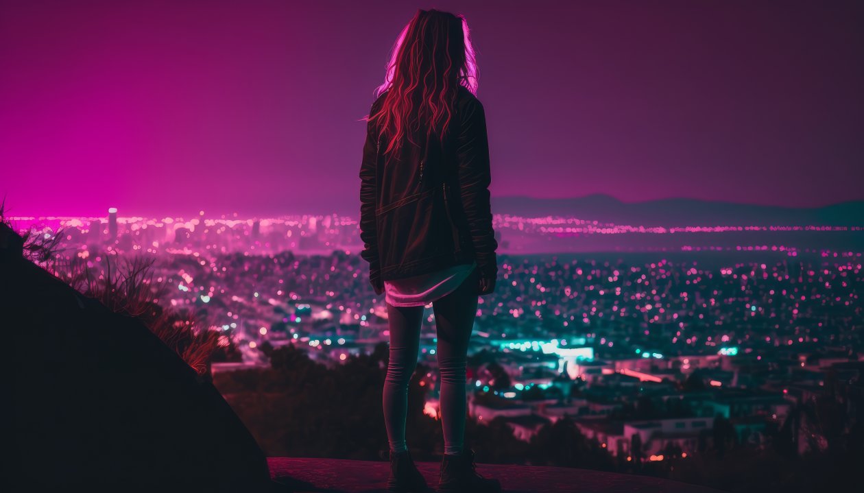Pink City Night Lights 4k