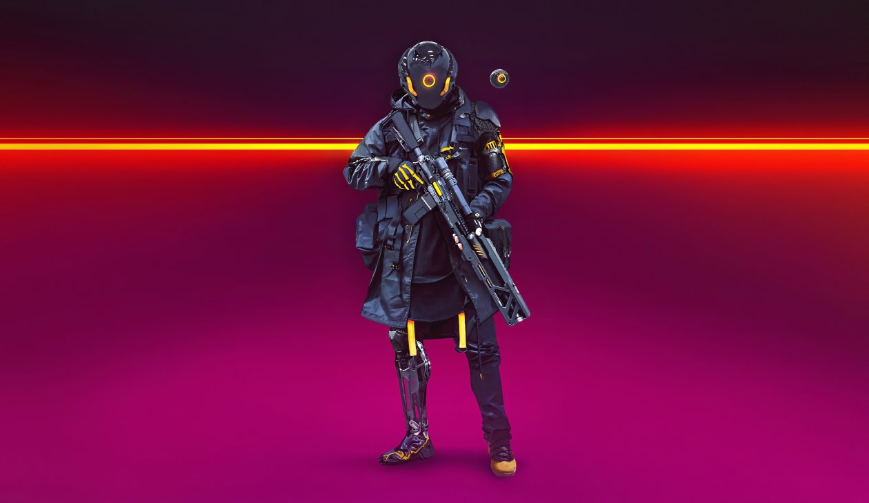 Cyberpunk Soldier Turbo Police 4k