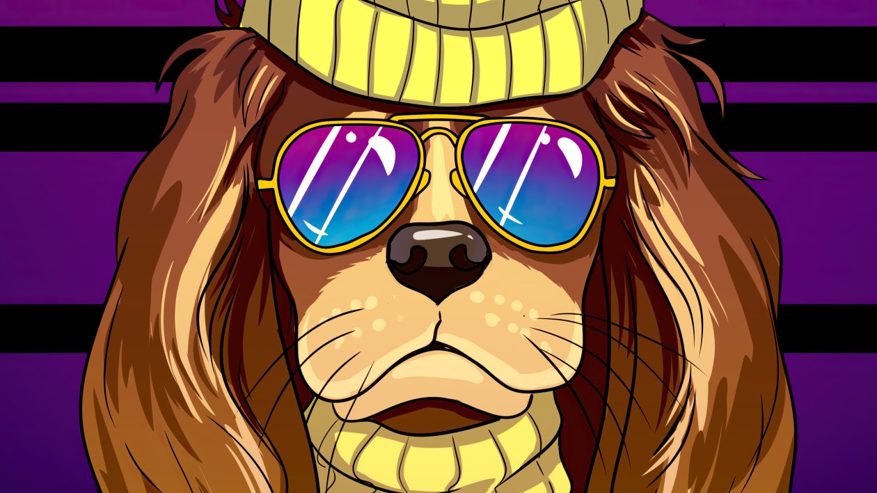 Dog Cartoony Winter Clothing 4k