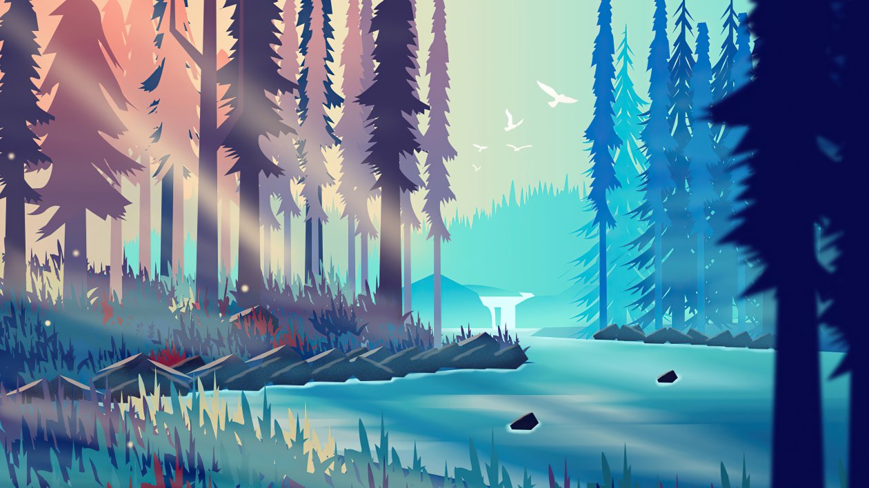 Silent Evening Forest Minimalism 4k
