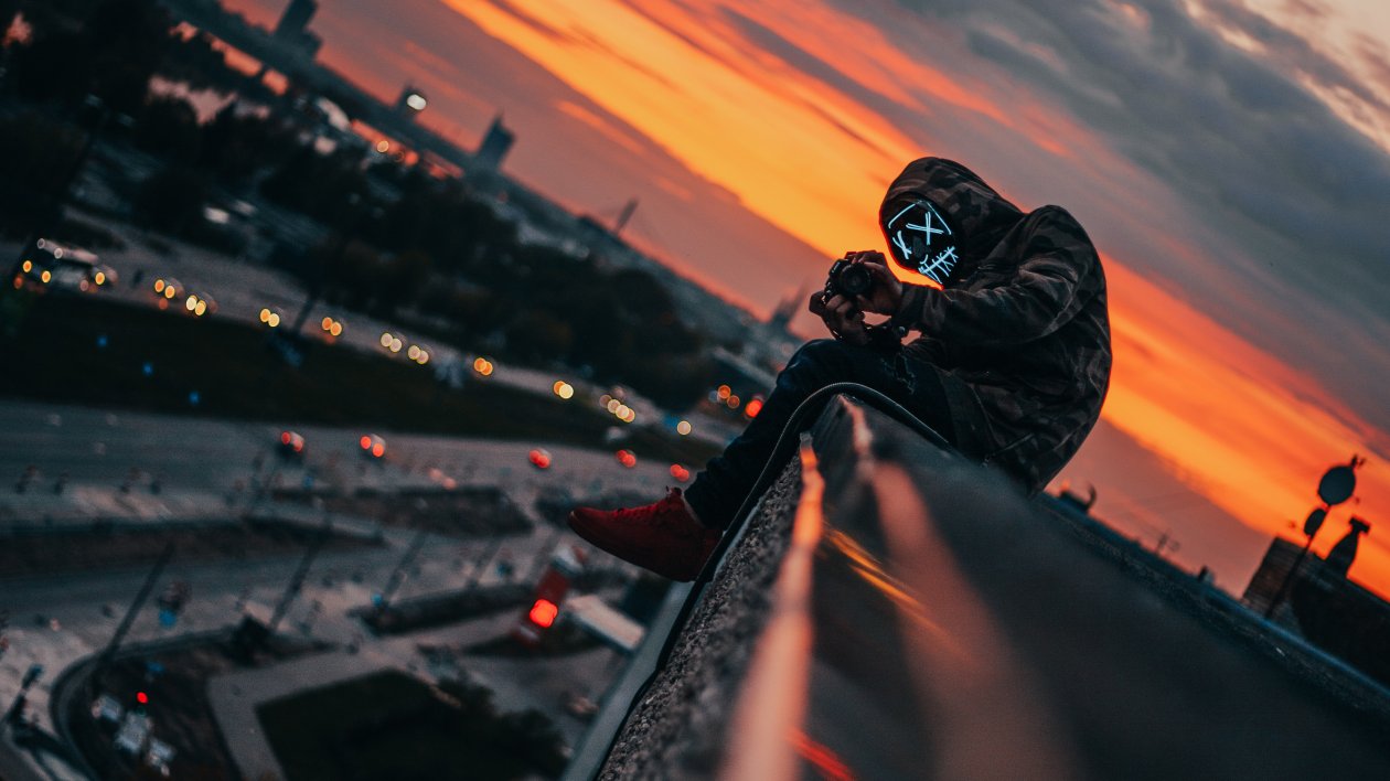 Mask Guy Somewhere Passing The Time 4k
