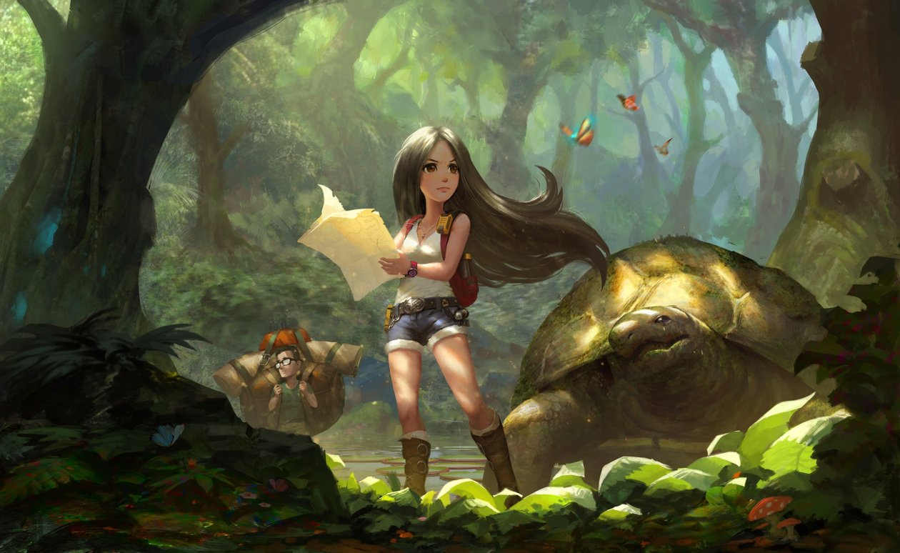 Black Hair Exploration Forest Girl