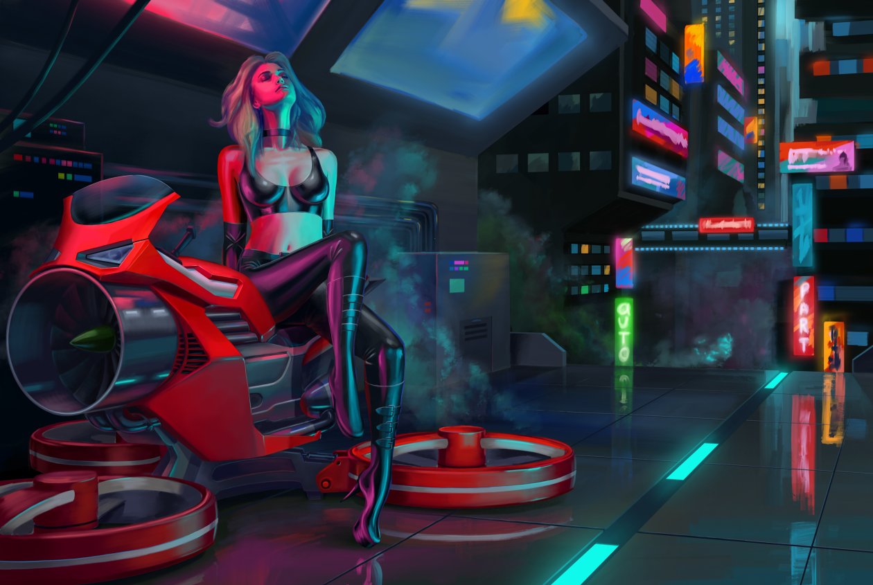 Girl On Hover Bike