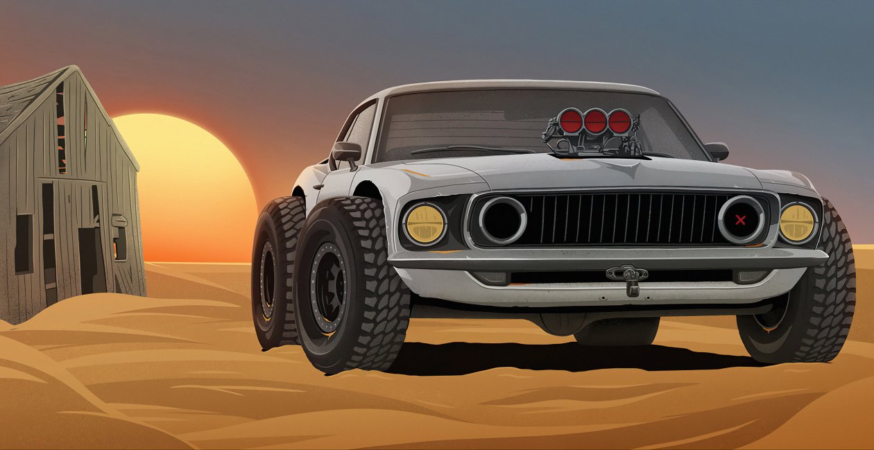 Classic Car In Desert 4k