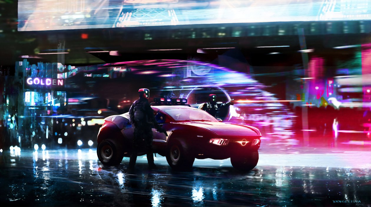 Cyberpunk Police Cars 4k
