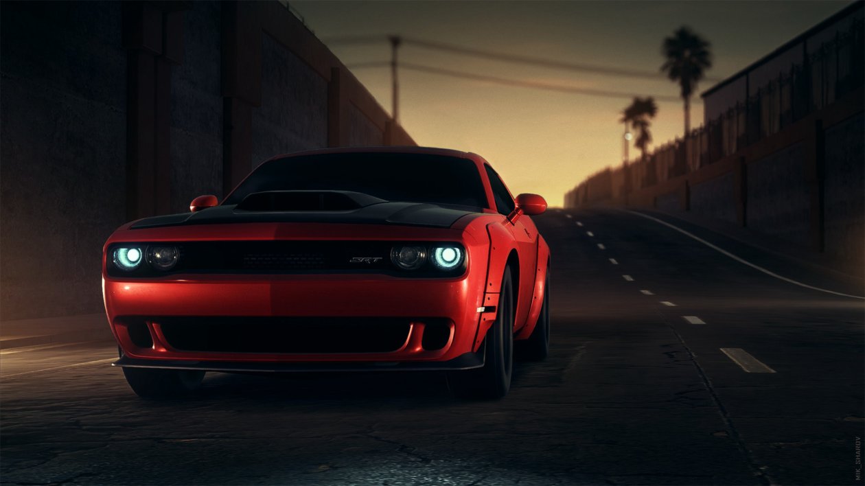 Red Dodge Challenger Srt 8k