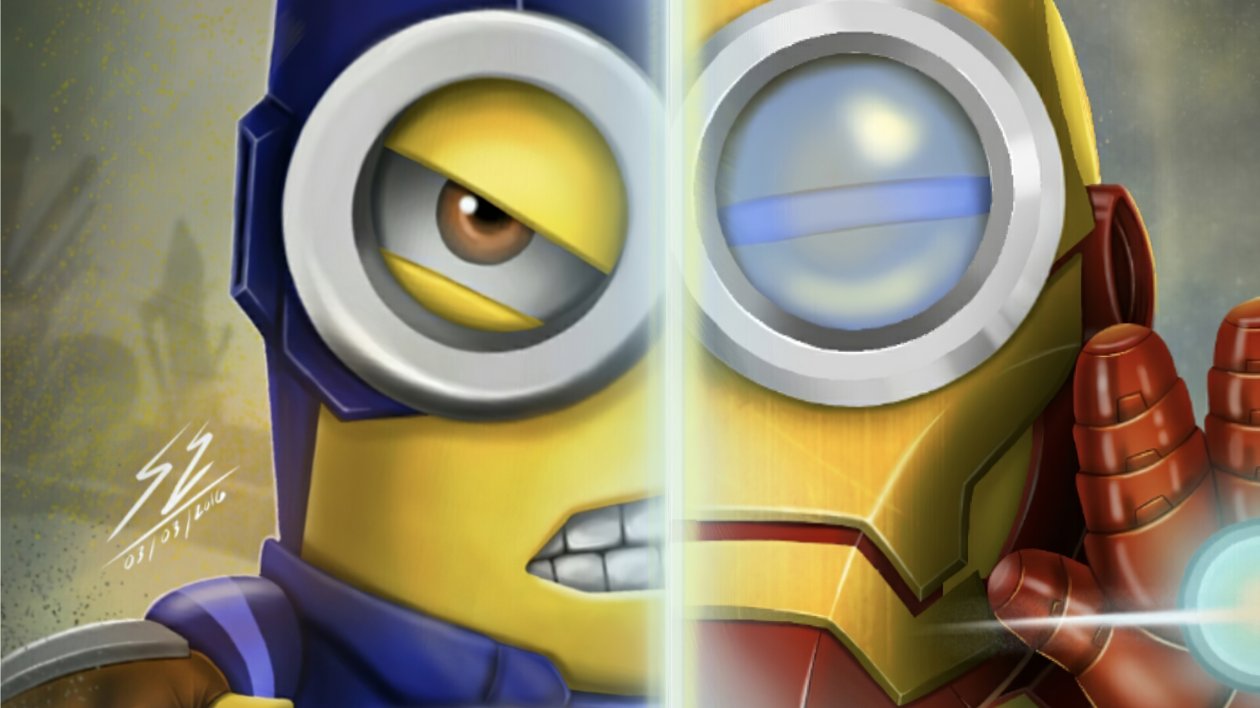 Minion As Iron Man And Captain America