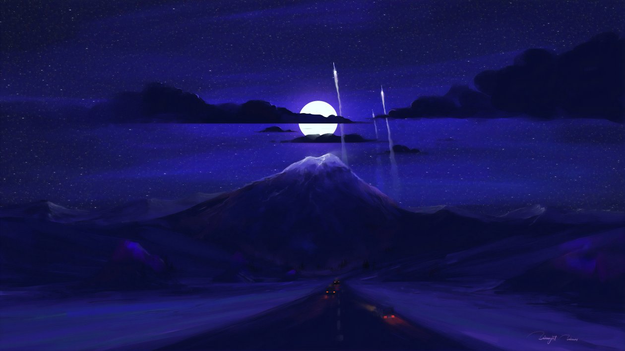 Dark Moon Night Minimal Art