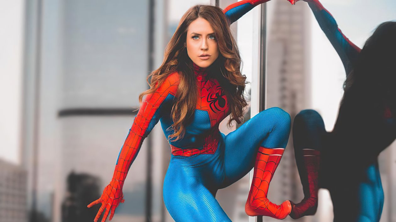 Looking Over City Spidergirl Cosplay No Mask