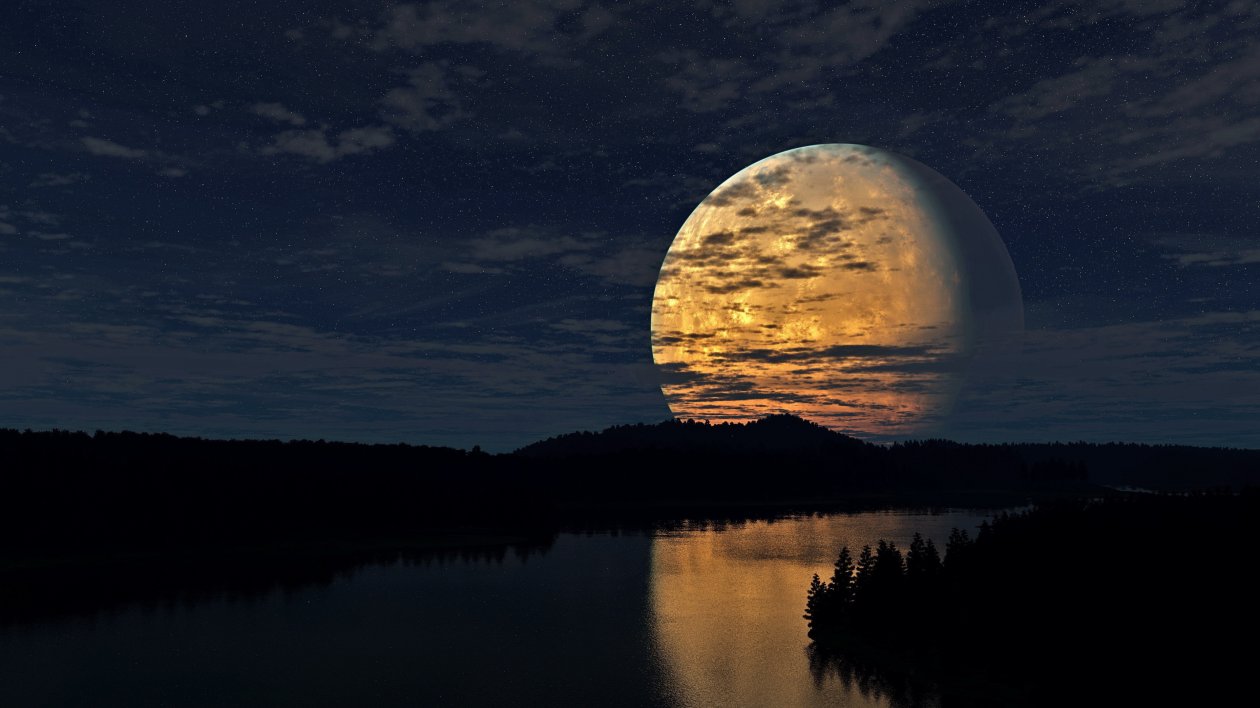 Night Sky Moon River Reflection
