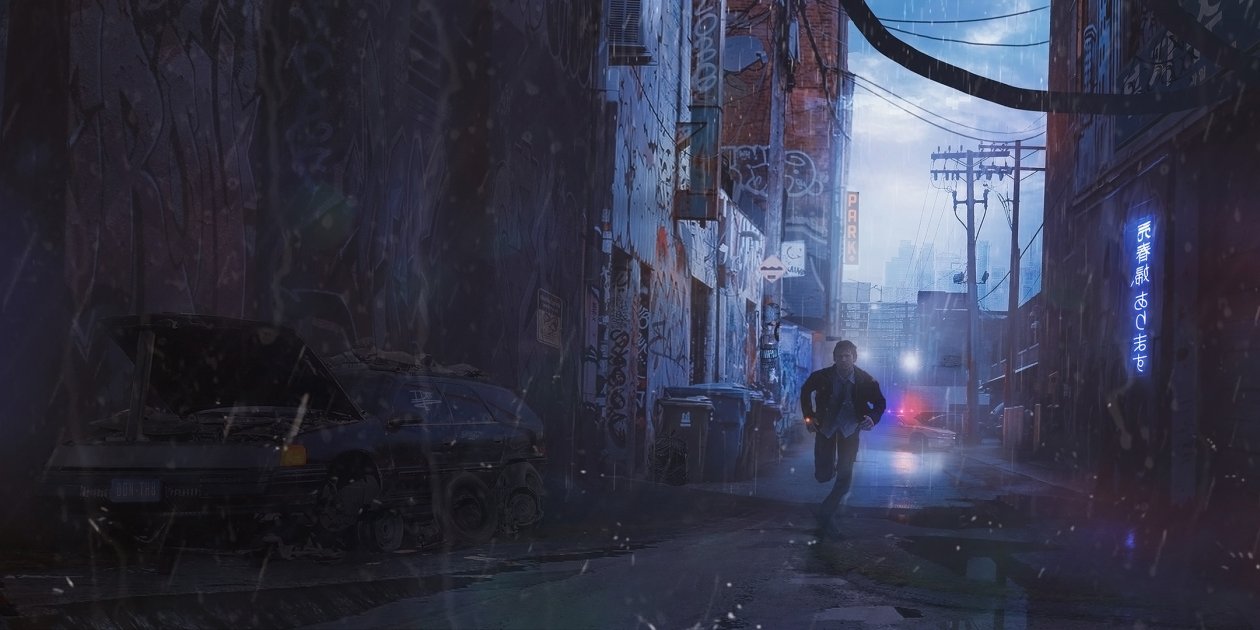 Scifi Cyberpunk Running Man