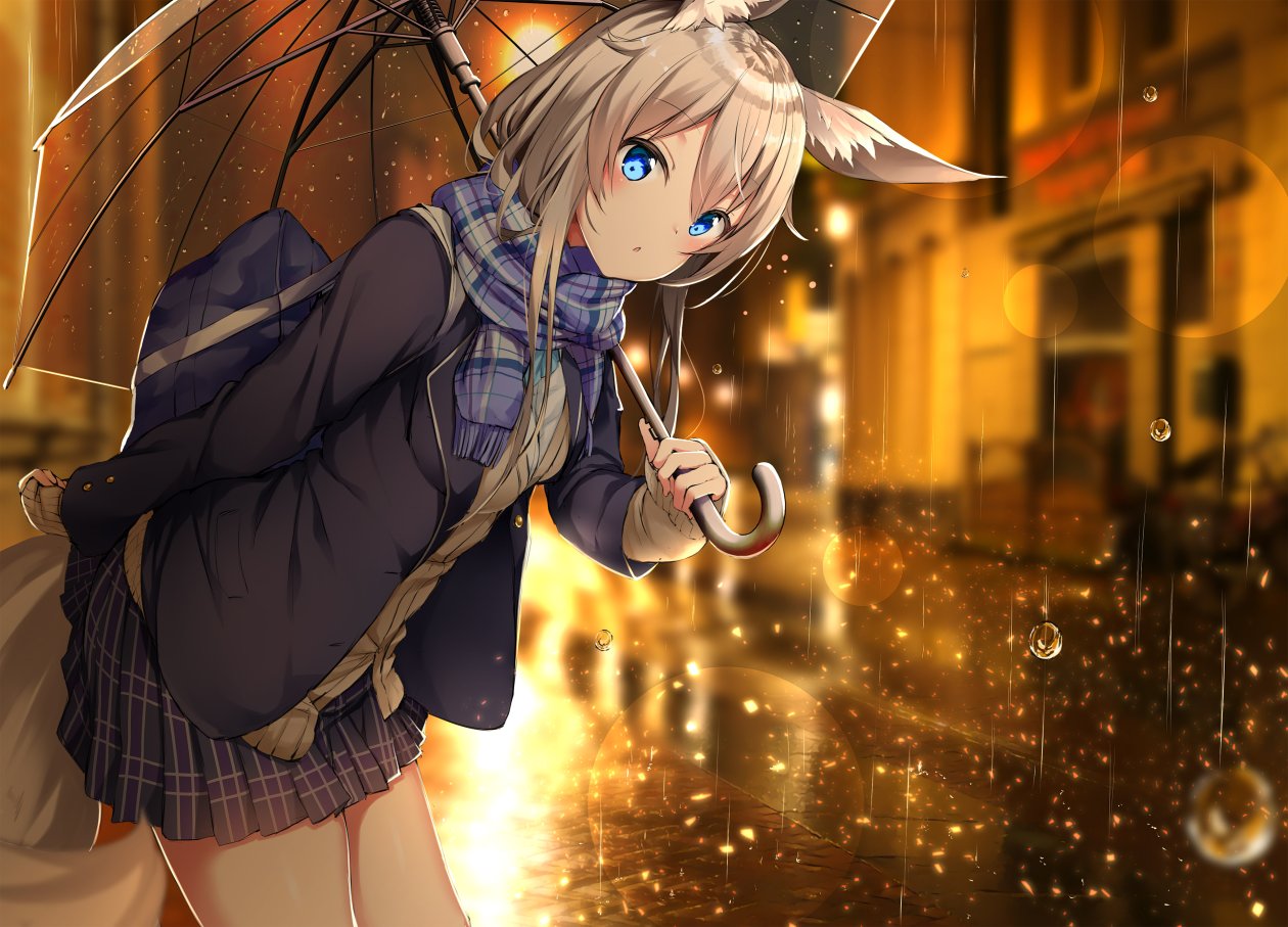 Anime Girl Umbrella Rain