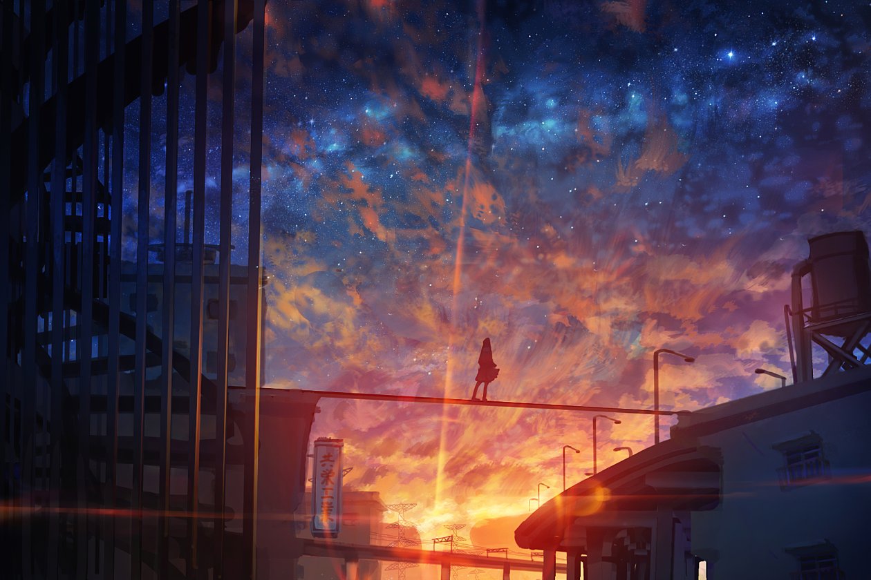 Starry Sky Anime Girl 4k