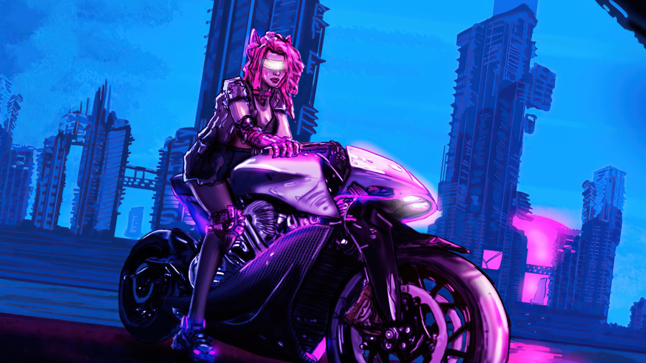 Cyber Biker Girl 4k