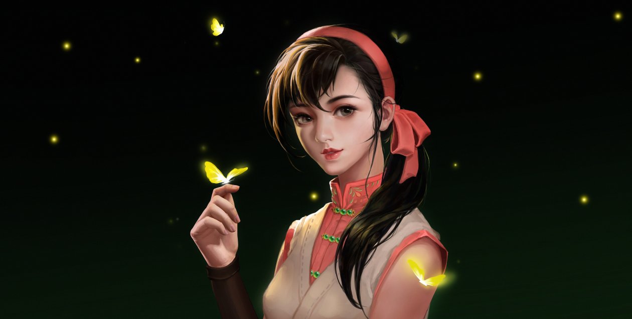 Black Hairs Butterfly Girl Art 4k