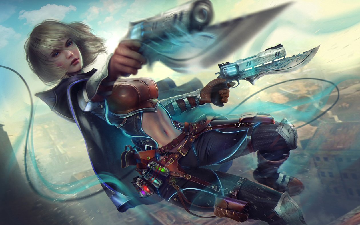 Fantasy Warrior Girl With Scifi Guns