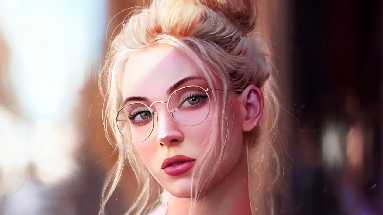 Girl With Glasses Artistic Portrait 4k