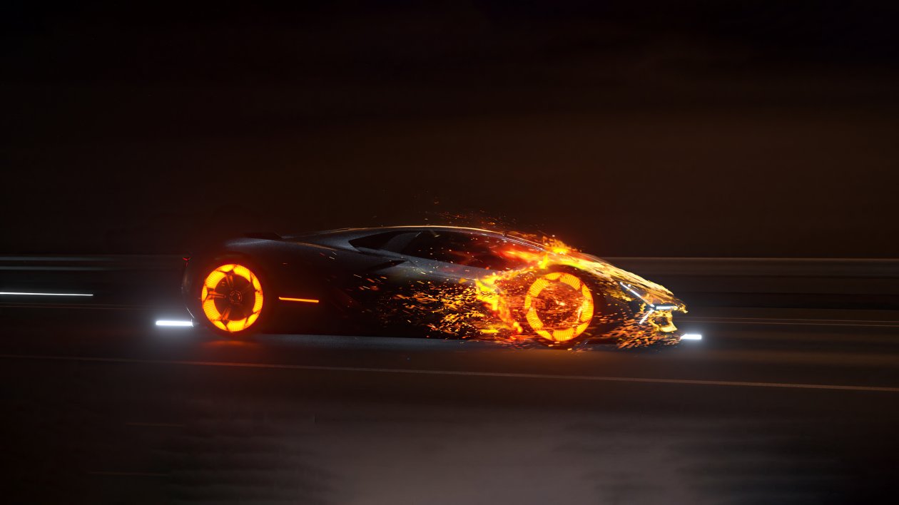 Lamborghini In Flames 5k