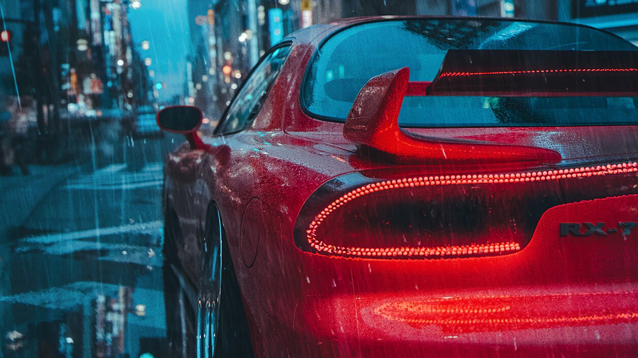 Mazda Rx7 Rain 4k