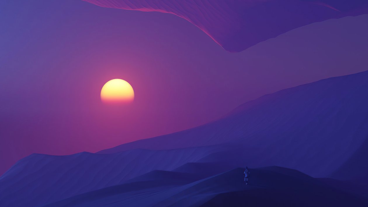 Sunset In Desert Dark Evening 5k