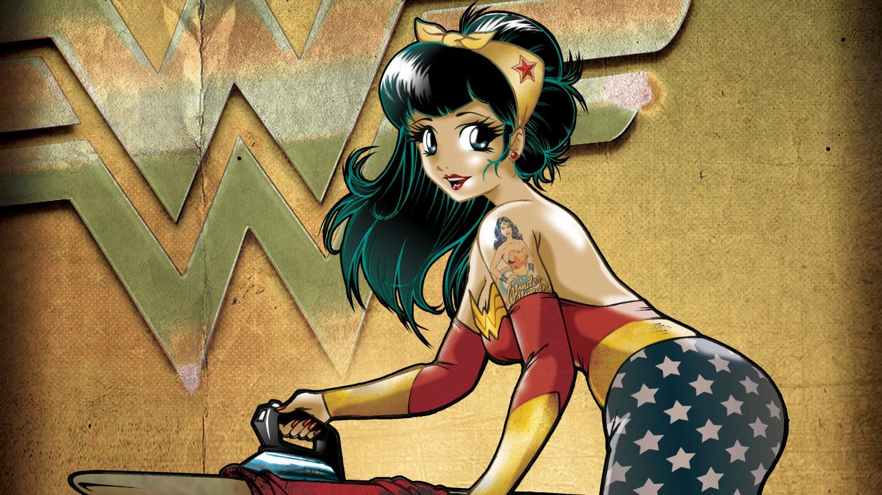 Wonder Woman Ironing Superman Cape