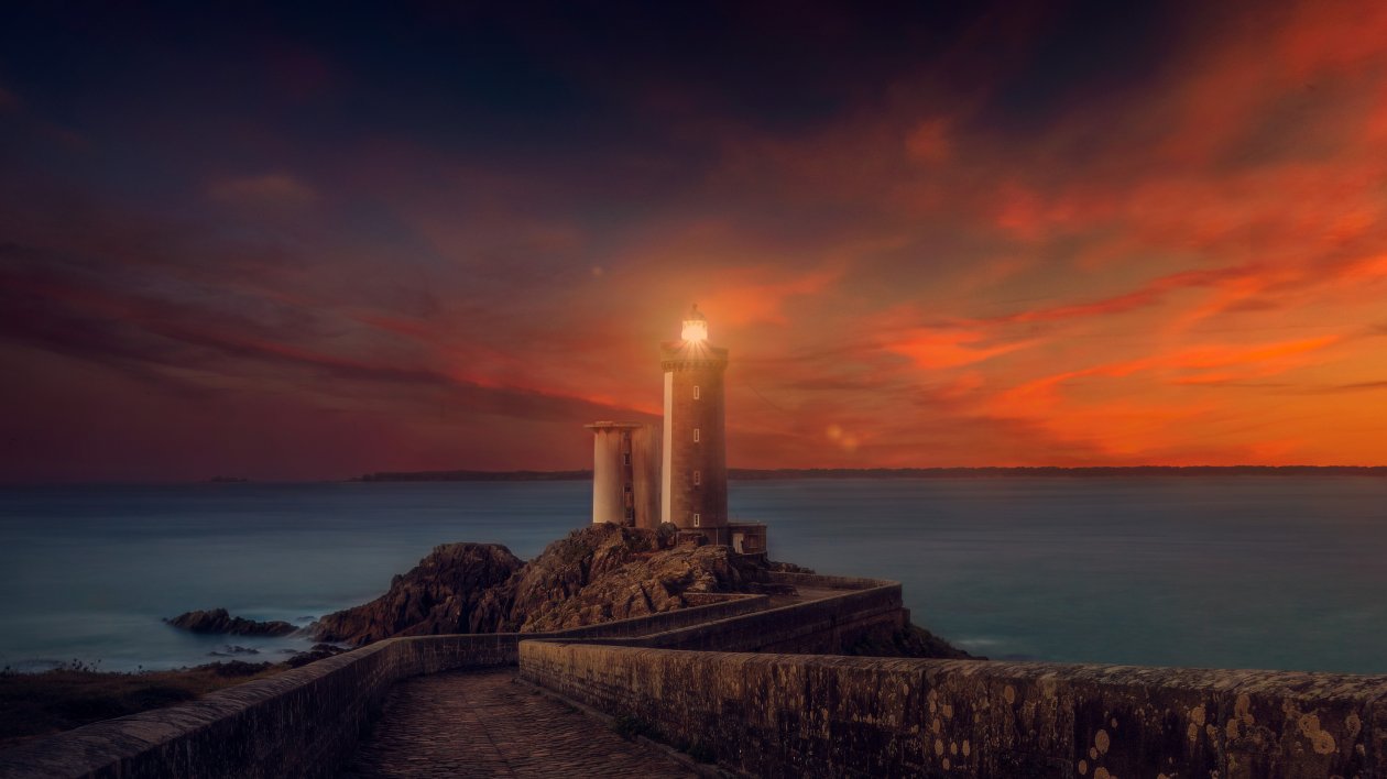 Lighthouse Sunset Scene