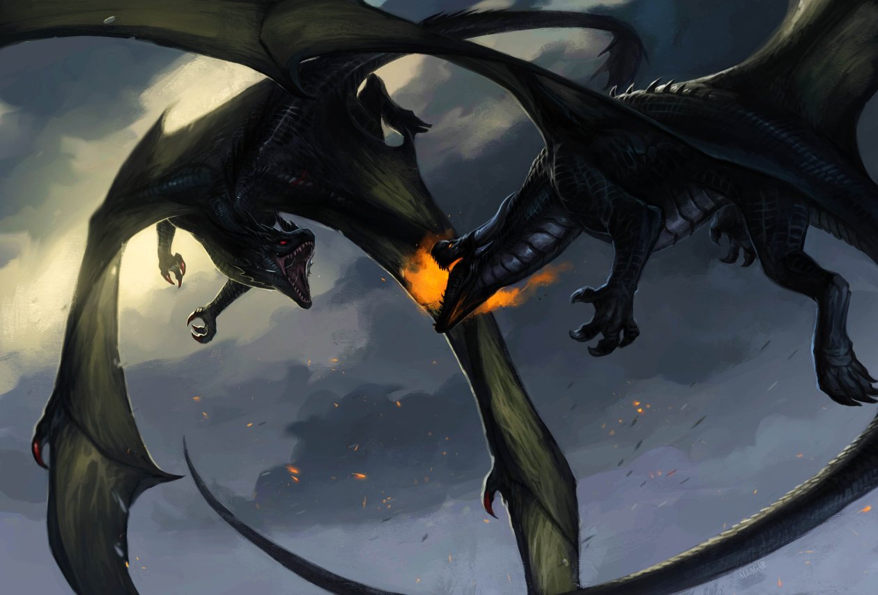 Dragon Fighting Throwing Flame