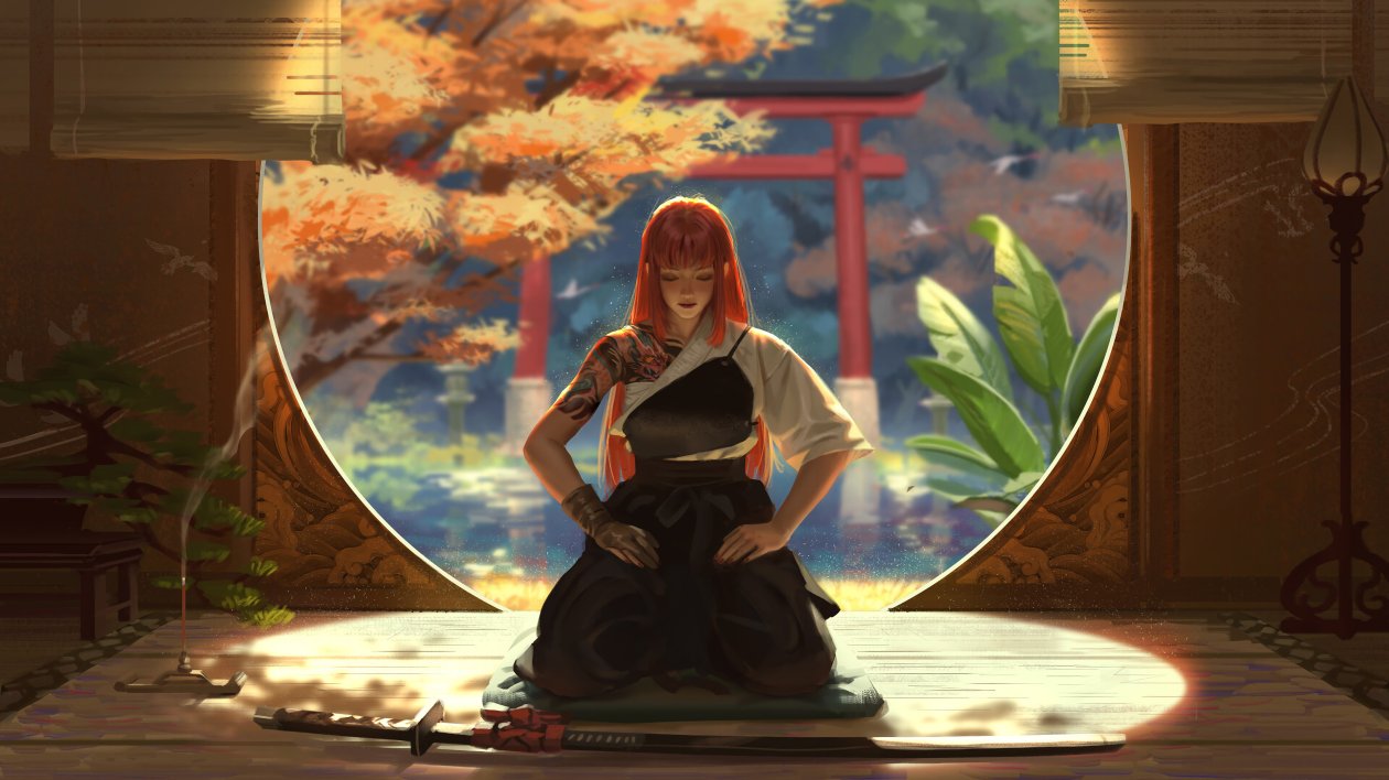 Asian Warrior Girl Meditation 4k