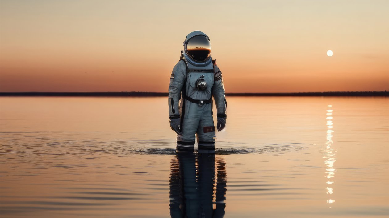 Astronaut Knee Deep In Silence