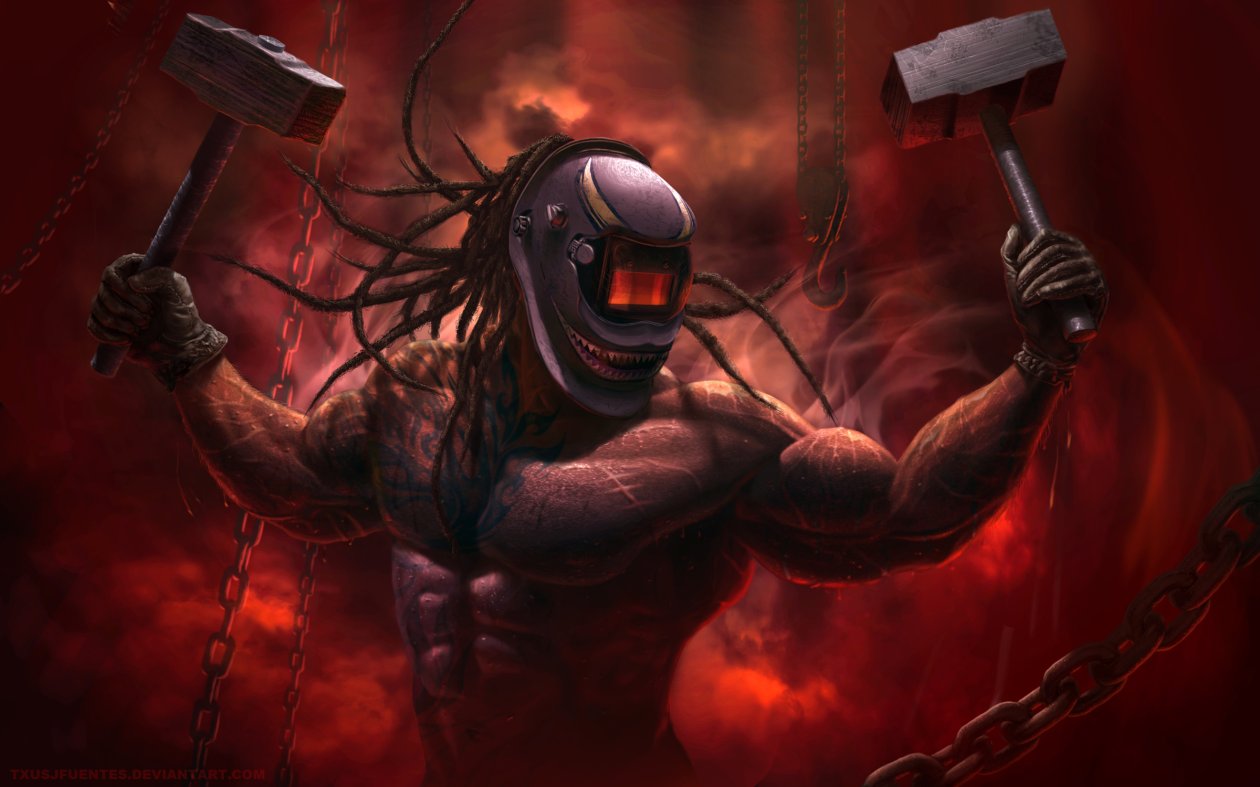 Blacksmith Helmet Warrior Two Hammer Guy