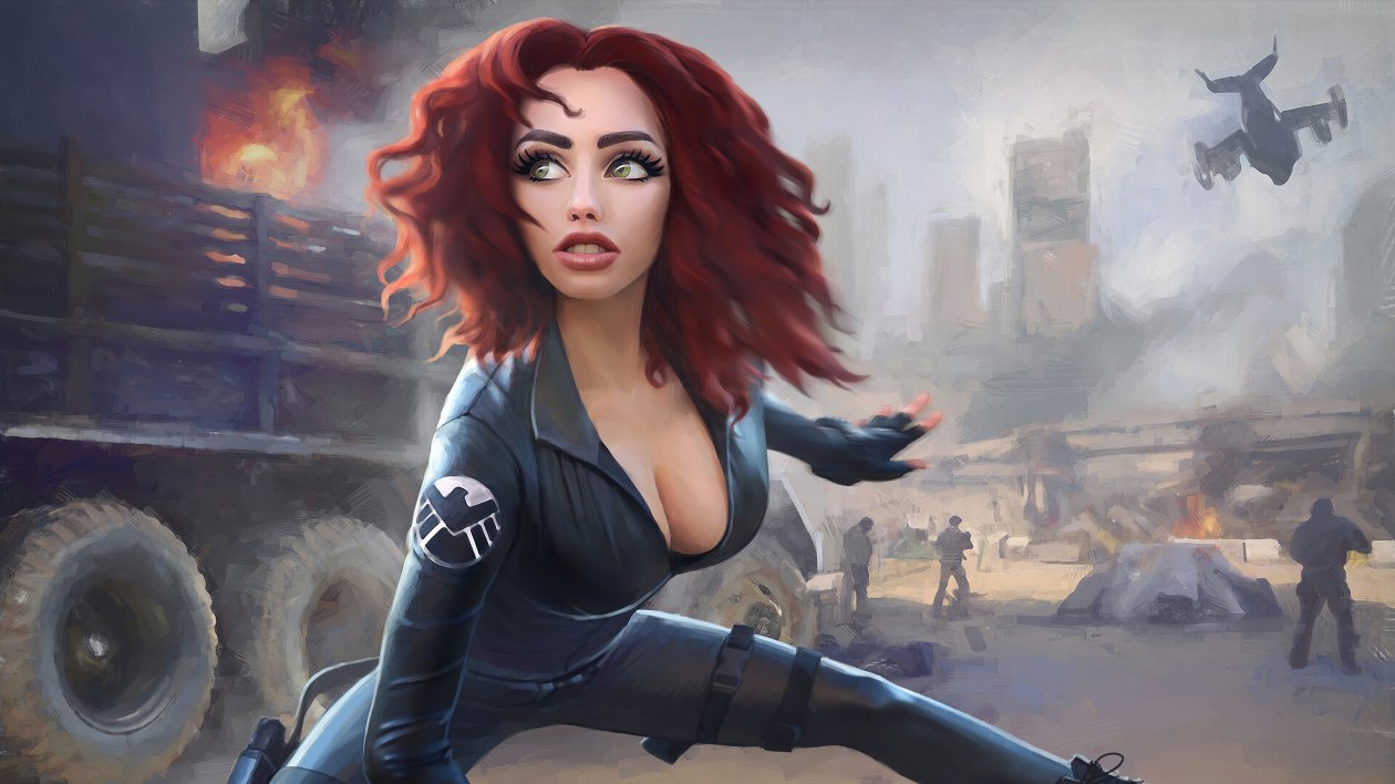 Black Widow Digital Artwork 4k