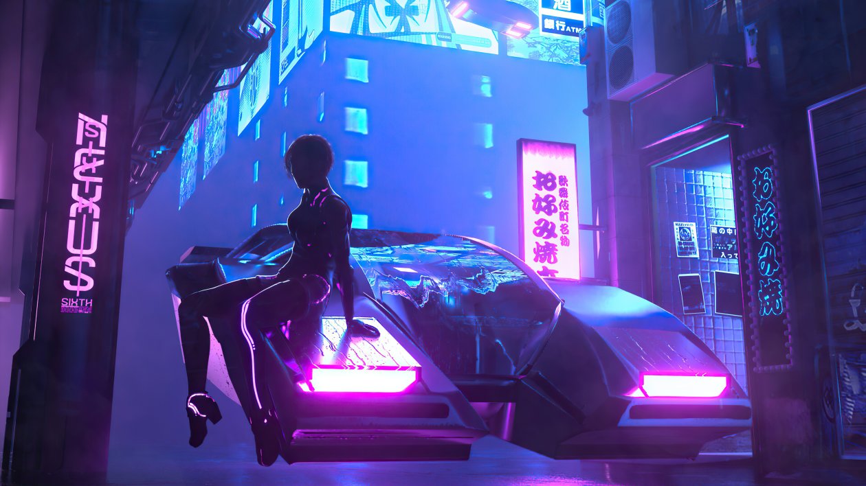 Cyberpunk Scifi Car City 4k