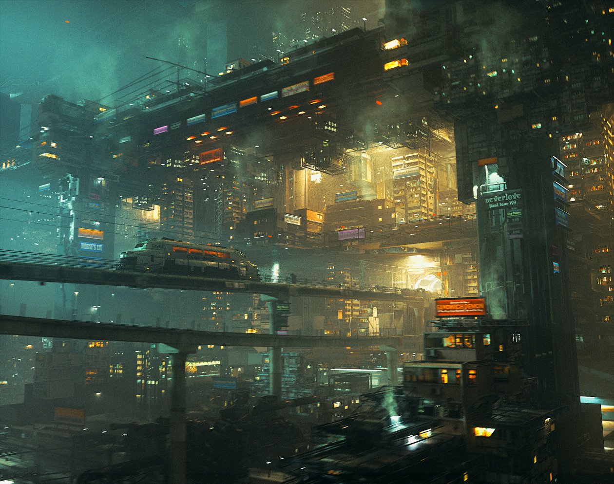 Monorail Scifi City Cg Art