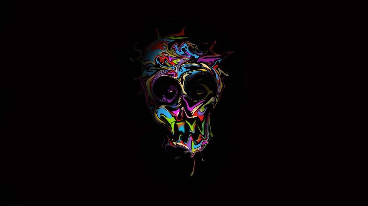 Colorful Skull Dark Art 4k