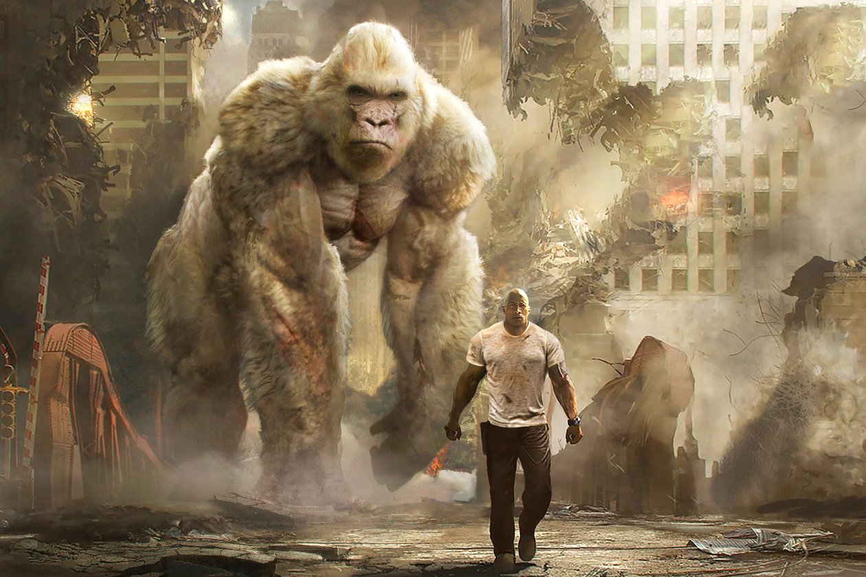 Rampage Dwayne Johnson With George The Giant Gorilla