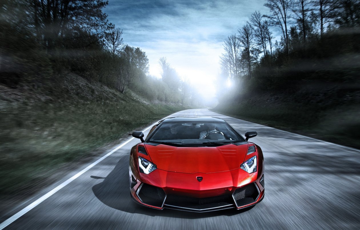 Red Lamborghini Aventador 2018