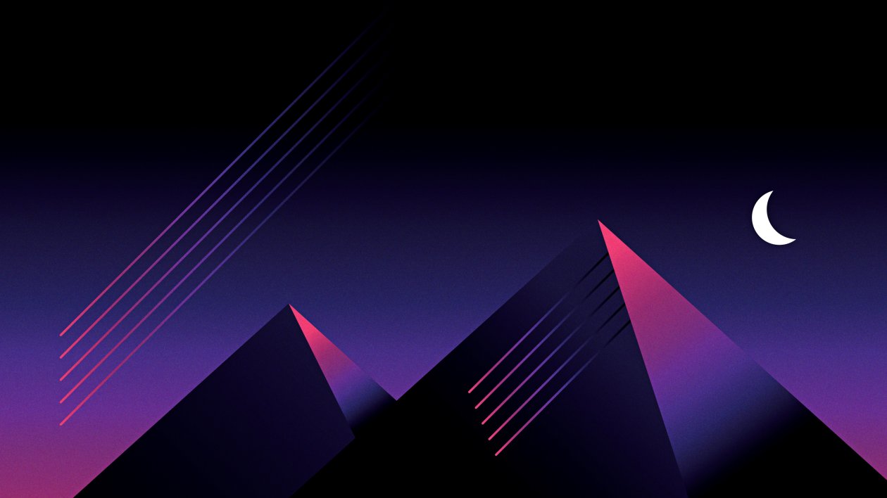 Retrowave Outrun Mountains Night
