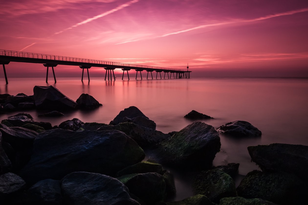 Bridge Rocks Sky Long Exposure