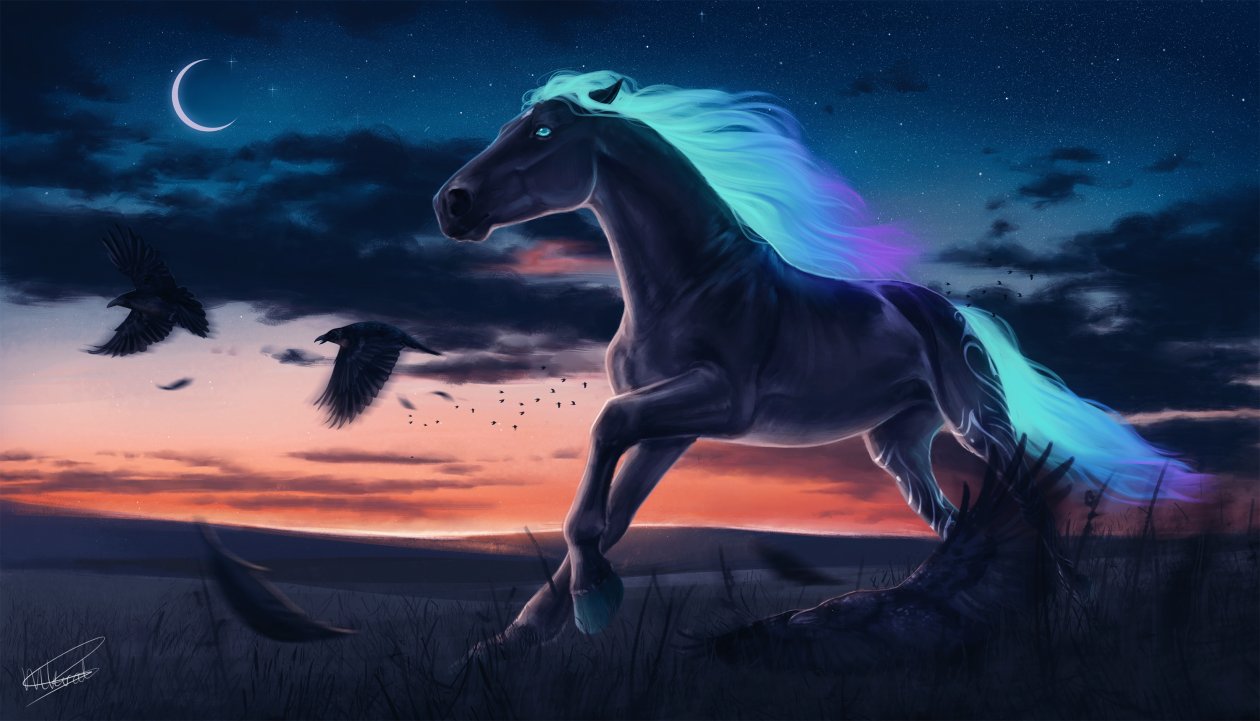 Horse Magic Moon Digital Art