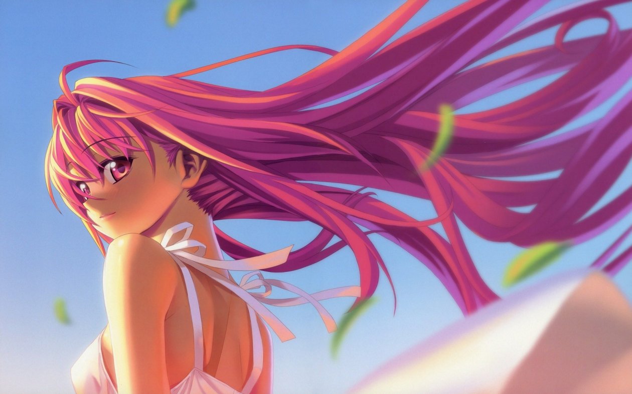 Anime Girl Pink Hairs In Air