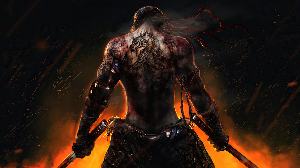 Warrior Back Tattoo Katana