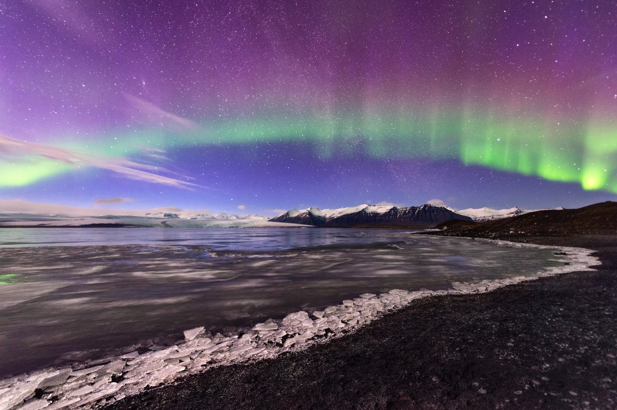 Northern Lights Aurora Glacier Landscape 4k