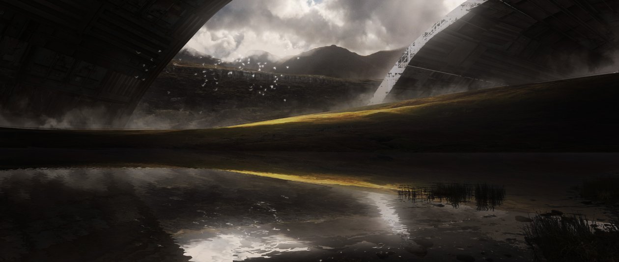 Anime Landscape Scenery Birds Flying Artwork 4k