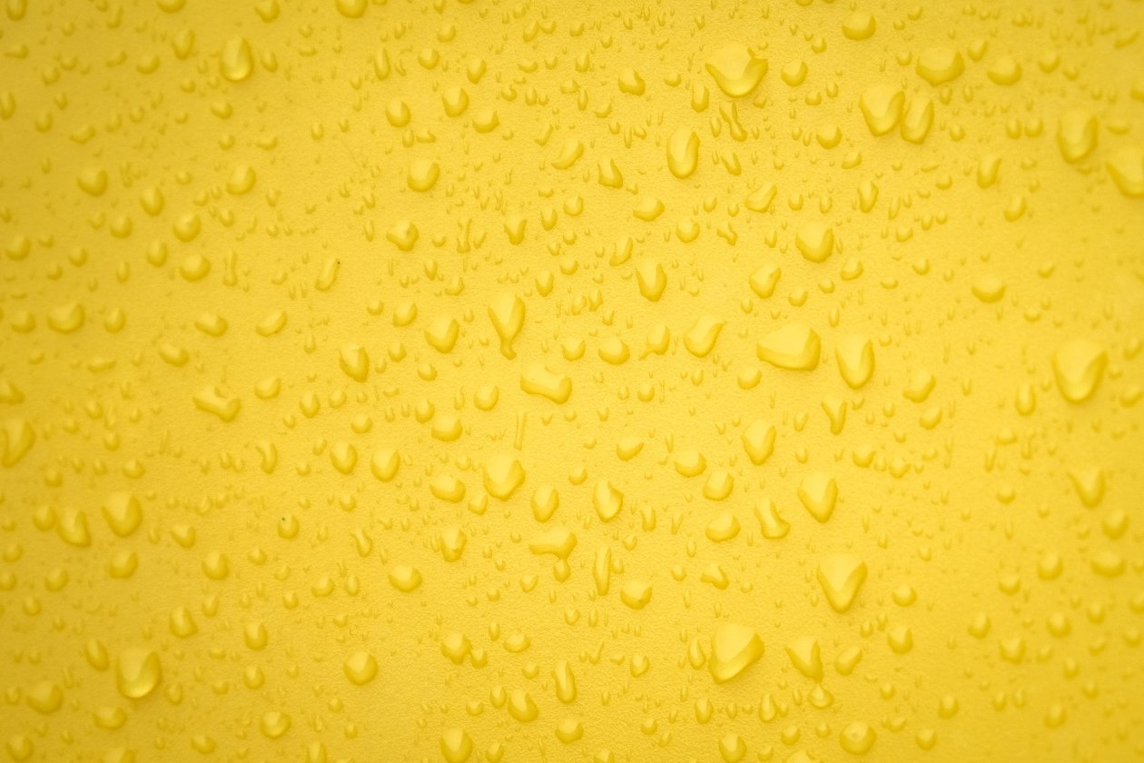 Water Drops Yellow Surface Back 4k