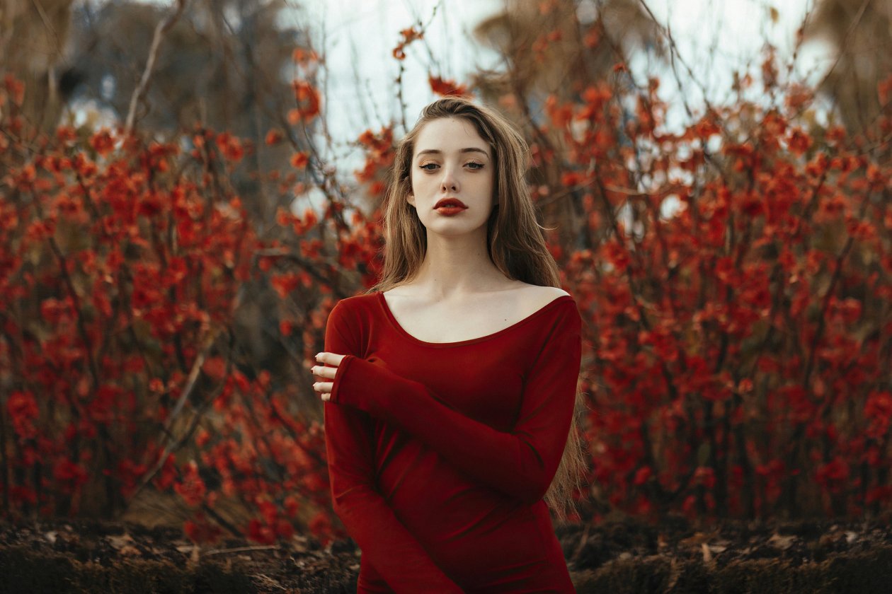 Girl Red Dress 4k