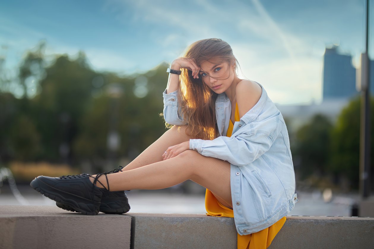 Girl Bokeh Brown Haired Jacket 4k